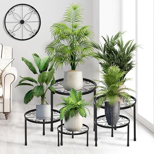 CADANI 5 Pack Metal Plant Stands for Outdoor Indoor