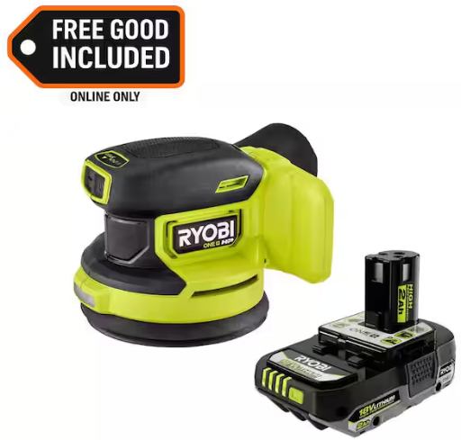 RYOBI ONE+ HP 18V Brushless Cordless 5 in. Random Orbit Sander with FREE 2.0 Ah HIGH PERFORMANCE Battery