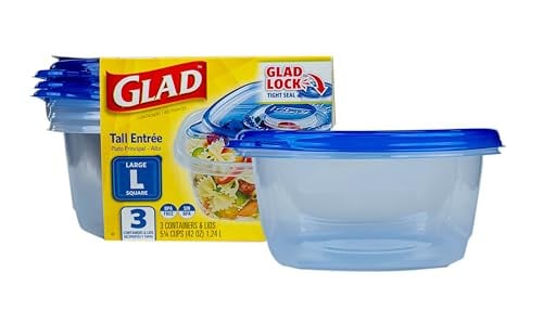 Glad GladWare Tall Entree Food Storage Containers with Lids, 42 Oz, 3 Count Deal