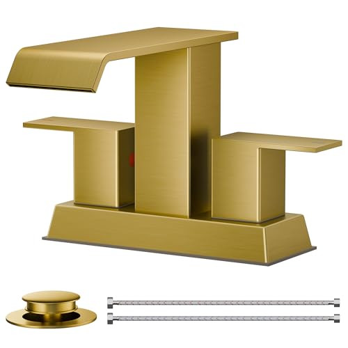 FORIOUS Brushed Gold Bathroom Faucets for 4 Inch 3 or 2 Hole Centerset Sink