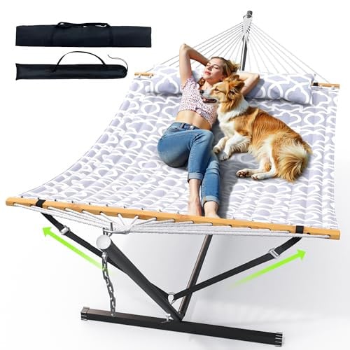 Heavy Duty Double Size Hammock with Metal Stand Deal