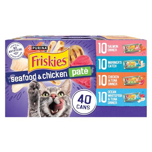 Purina Friskies Pate Wet Cat Food Variety Pack Seafood and Chicken Pate 40-Count