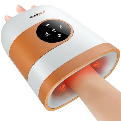 SHINE WELL Cordless Hand Massager with Heat and Compression
