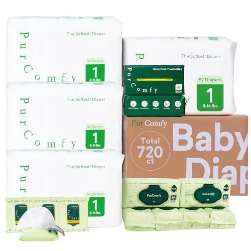 PurComfy Baby Diapers Essential Kit (208 Diapers, 360 Baby Wipes, 120 Dry Wipes, 32Travel Wipes)