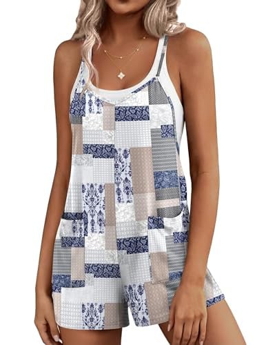 Boho Spaghetti Strap Shorts Jumpsuit with Pockets Deal