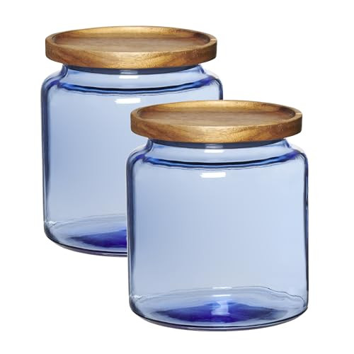 Anchor Hocking Coastal Blue Montana Jar Set with Lids 2-Piece