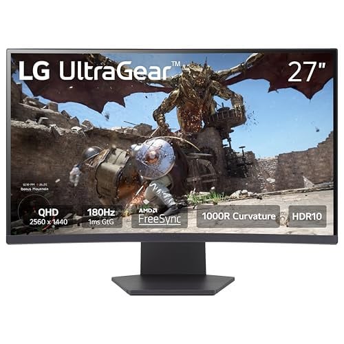 LG 27GS60QC-B Ultragear 27-inch Curved Gaming Monitor QHD 180Hz Deal