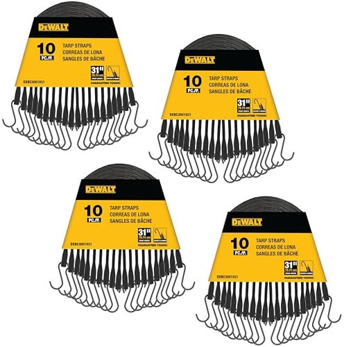 DEWALT DXBC3001031-40 Black 31" Rubber Tarp Straps, 40 Pack Deal