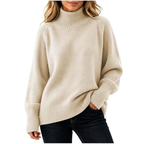 Womens High Neck Knitted Sweaters Deal