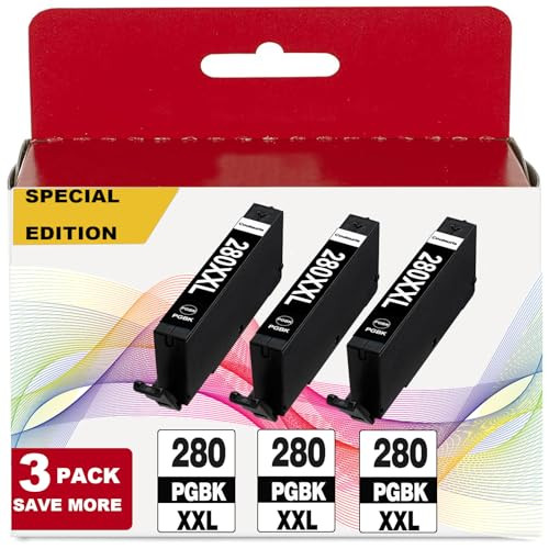 PGI-280 XXL PGBK Ink 3-Pack Replacement for Canon