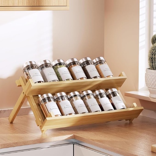 Foldable Bamboo Spice Rack