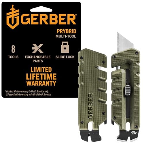 Gerber Gear Prybrid Utility Knife with Pry Bar, Green G10 Deal