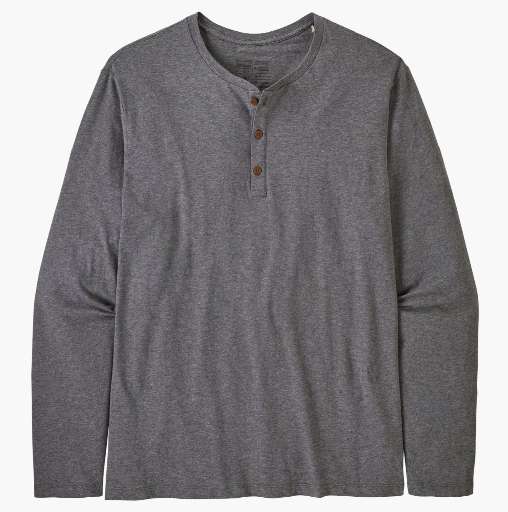 Patagonia Men's Regenerative Organic Certified Cotton Lightweight Henley Shirt Noble Grey
