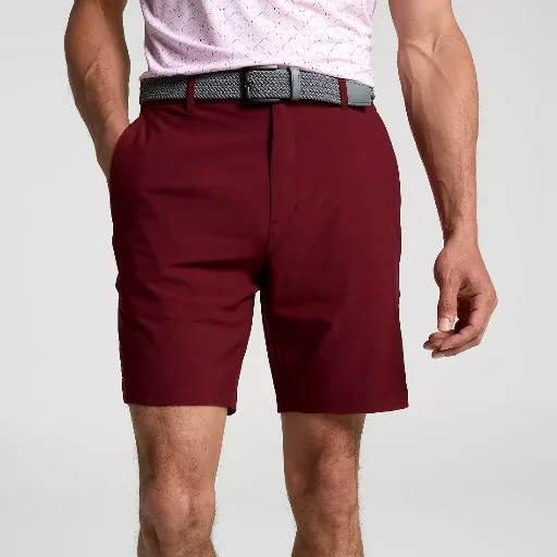Walter Hagen Men's Performance 11" Microlines Ewaist Golf Shorts (Deep Merlot)