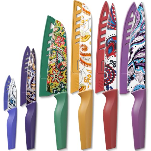 Astercook Paisley Pattern Knife Set with Cover Deal
