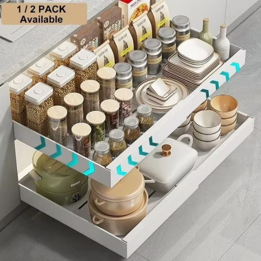 PHANCIR Pull out Cabinet Organizer 2-Pack with 3 Sliding Rails (12.6-20.5in) Deal