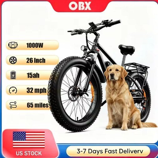 OBX EB26 Off-Road Mountain 26x4in Fat Tire EBike 48V 15Ah 1500W Deal
