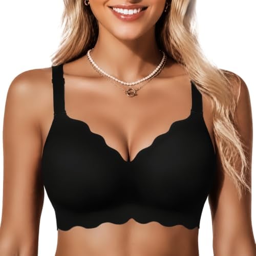 COCOMARTS Jelly Bras for Women No Underwire Wireless Push Up Bra Black, XL Deal