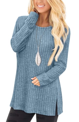 Jescakoo Long Sleeve Side Split Lightweight Sweaters