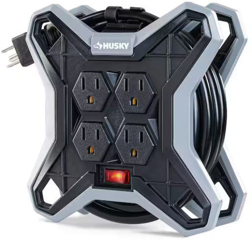 YMMV | Husky 15 ft. Extension Cord Reel with 4 Outlets Deal