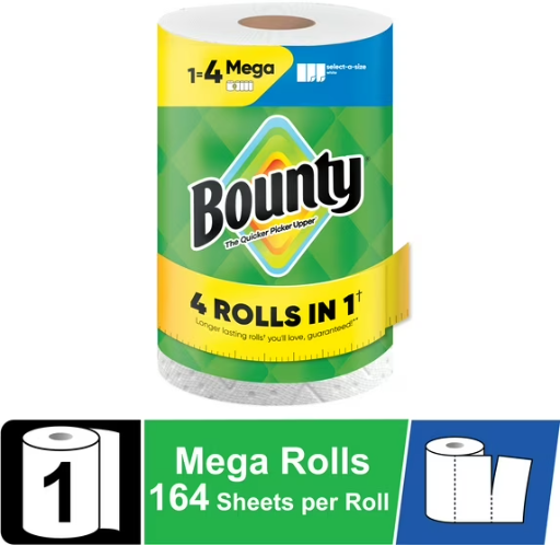 Bounty Paper Towels Select-A-Size White, 12 Mega Rolls