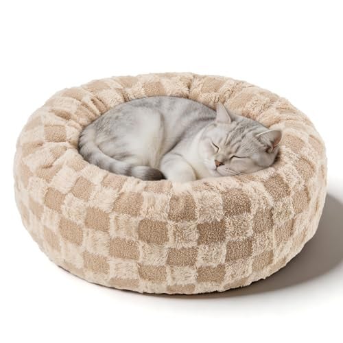 20" Round Donut Pet Bed (Grid, Small) Deal
