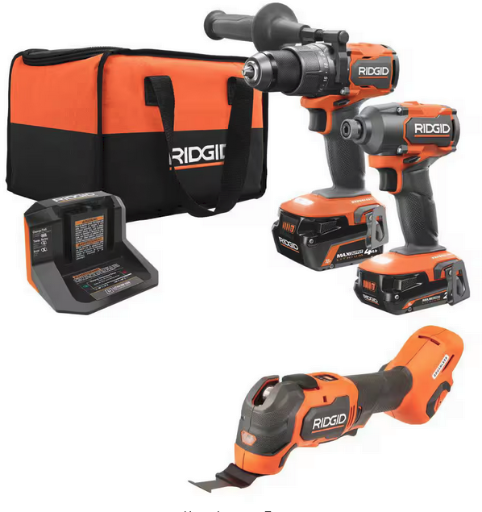 RIDGID 18V Brushless Cordless 2-Tool Combo Kit w/ (2) Batteries, Charger, Bag, & 18V Brushless Multi Tool Deal