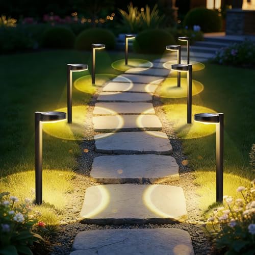 APONUO 3CCT Solar Pathway Outdoor Lights w/ Spot Lens 12-Pack Deal