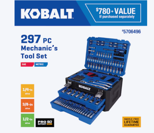 Kobalt 297-Piece Standard (SAE) and Metric Mechanics Tool Set