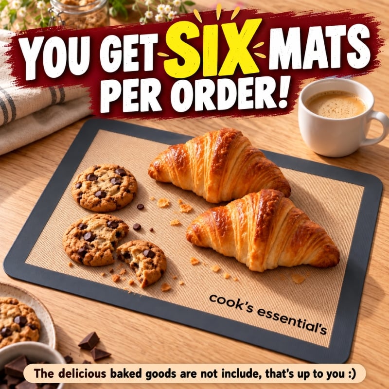 Cook’s Essentials Reusable Silicone Baking Mats 6-Pack Deal
