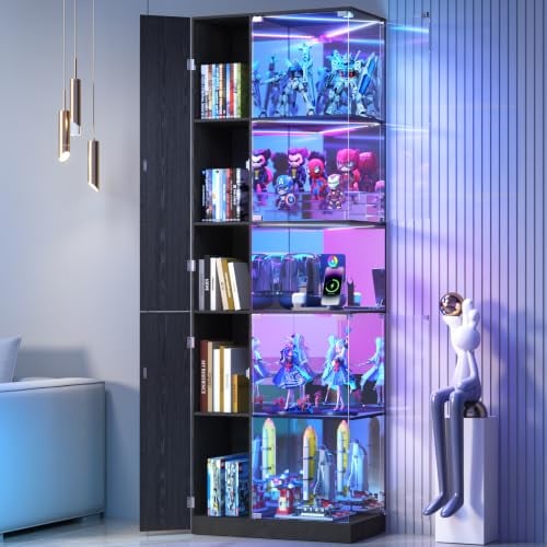 5-Tier Glass Display Cabinet with RGB LED Lights Deal