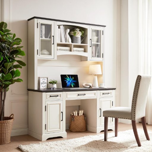 Farmhouse 76" Height Computer Desk with Hutch