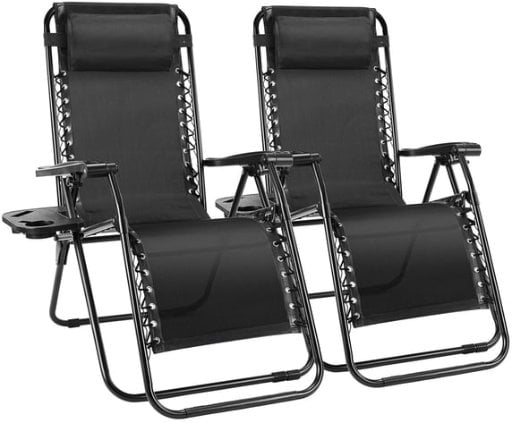 EDX Zero Gravity Outdoor Lounge Chair 2-Pack, Black Deal
