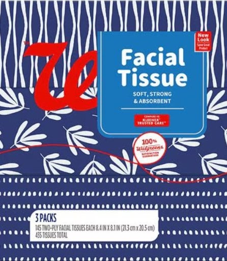 Walgreens Facial Tissue Flat Box 145 Count 3-Pack Deal