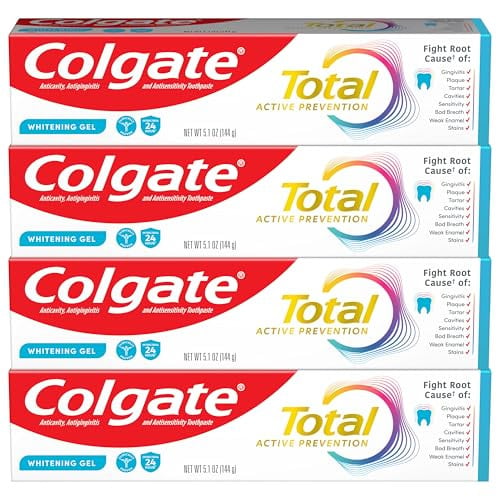 Colgate Total Active Prevention Whitening Gel Toothpaste 4-Pack, 5.1 oz