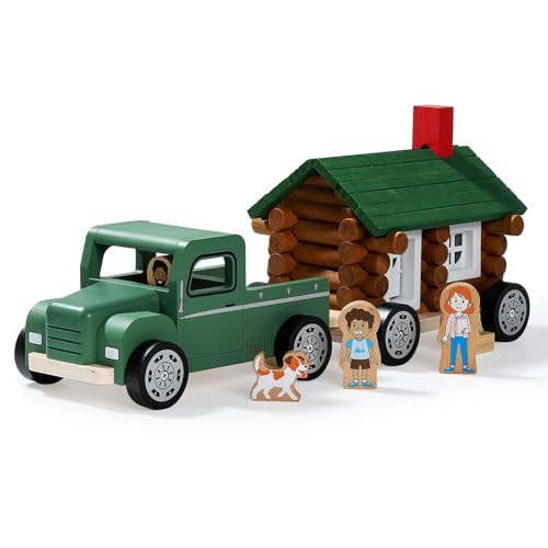 SainSmart Jr. Wooden Truck Building Playset Vintage Camper RV