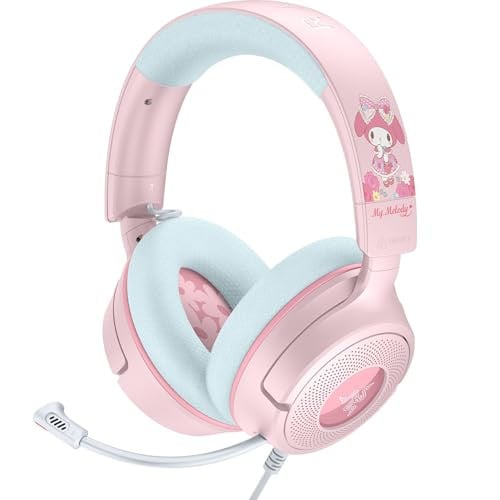 Razer Kraken V4 X Wired Gaming Headset w/ 40mm Triforce Drivers, HyperClear Cardioid Mic & Chroma RGB (My Melody Edition)