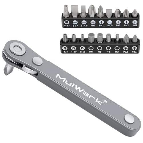 Mulwark 20-Piece 1/4" Drive Right Angle Mini Ratchet Screwdriver & Hex Bit Set Deal