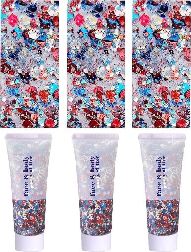 Red, White, and Blue Body Glitter 3-Pack