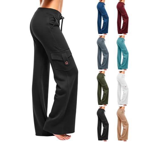Women Fleece Lined Cargo Yoga Pants with Pockets  Deal