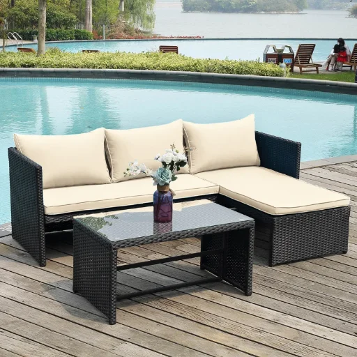 Ebern Designs 3 Piece Patio Conversation Sofa Seating Group With Cushions Deal