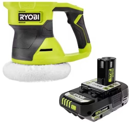 RYOBI ONE+ 18V Cordless 6 in. Two Speed Random Orbit Buffer with FREE 2.0 Ah HIGH PERFORMANCE Battery