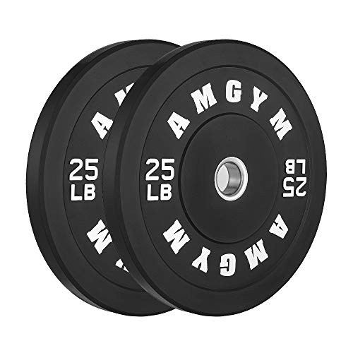 Barbell Rubber Olympic 2 Inch Bumper Plates - 50LB total - Set of 2, 25 lb plates