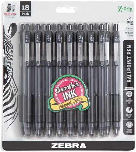 Z-Grip Retractable Ballpoint Pen, 1.0mm, Medium Tip, Black Ink, 18-Count Deal