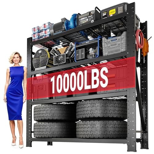 (Prime Deal) FLEXIMOUNTS 4-Tier Heavy Duty Shelving Unit (10,000lbs Max, 71" H x 49.6" W x 23.6" D) Deal