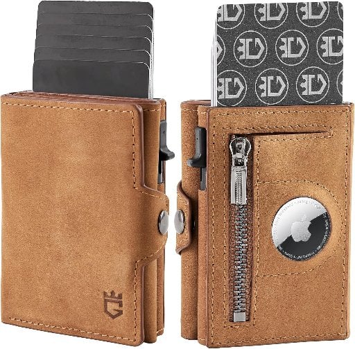 Mens Leather Smart Wallet Card Holder for AirTag Deal
