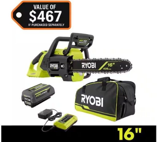 RYOBI 40V HP Brushless 16 in. Battery Chainsaw with 4.0 Ah Battery Deal