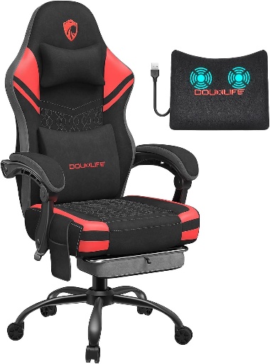 Douxlife Fabric Massage Gaming Chair with Pocket Spring Cushion