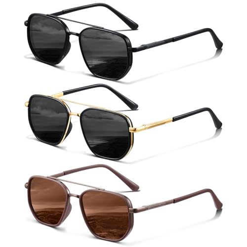 KUGUAOK Polarized Aviator Sunglasses for Women UV Protection 3-Pack