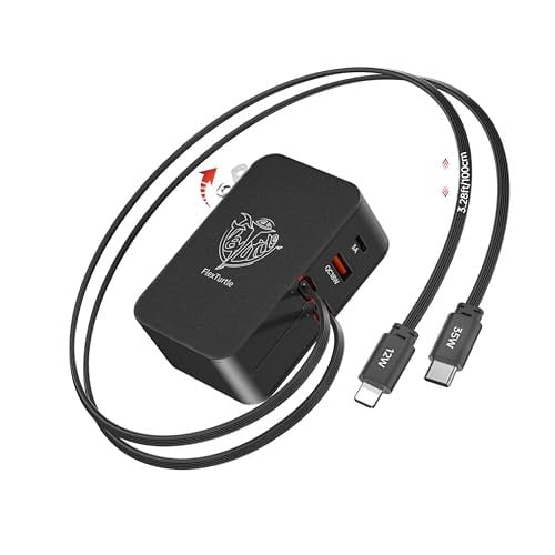 FlexTurtle 4-in-1 Retractable Wall Charger w/ Lighting Cable, USB-C Cable, USB-C & USB-A Ports (Black) Deal